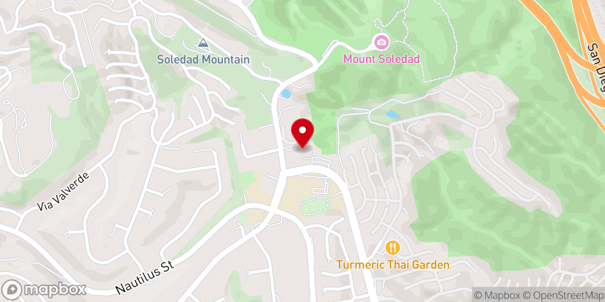 Map showing location of Mount Soledad Presbyterian Church