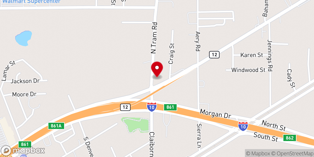 Map showing location of First Presbyterian Church of Vidor