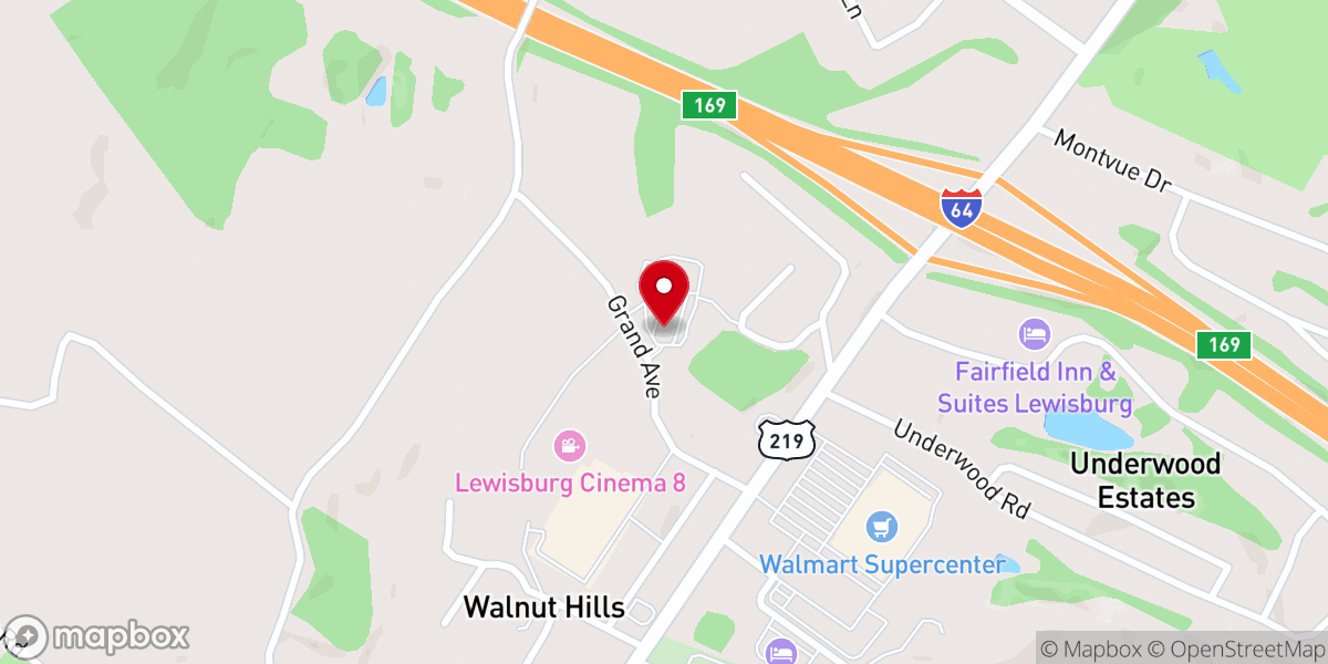 Map showing location of Lewisburg Baptist Church