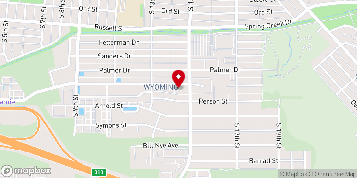 Map showing location of Laramie Seventh-day Adventist Church