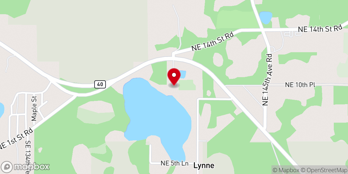Map showing location of Ocklawaha Bridge Baptist Church