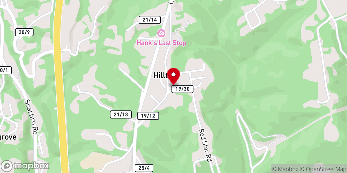 Map showing location of Hilltop Family Worship Center