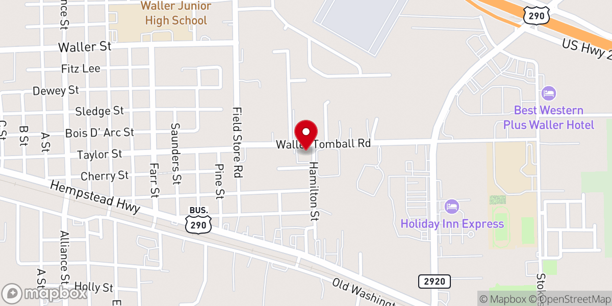 Map showing location of Waller Seventh-day Adventist Church