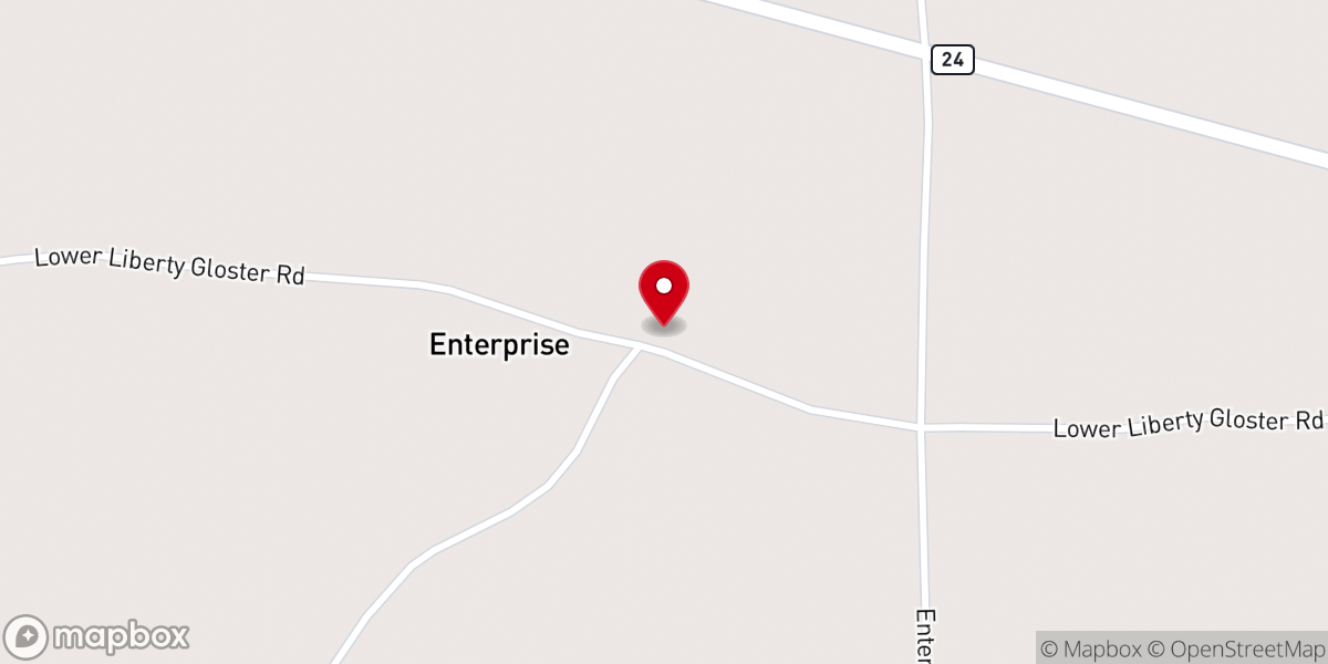 Map showing location of Enterprise Baptist Church
