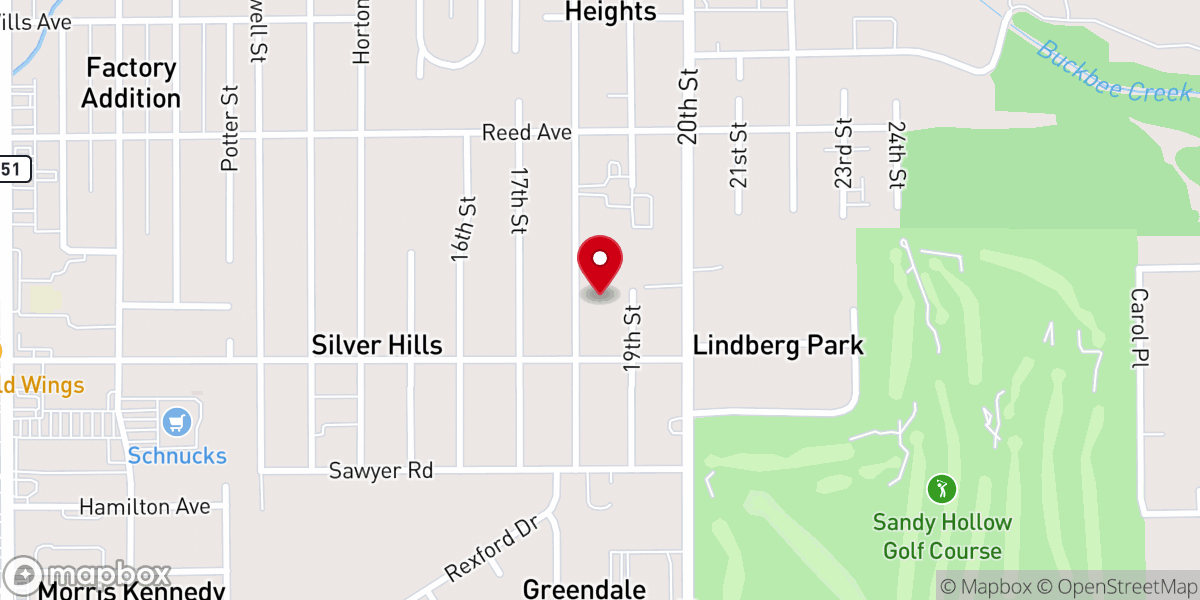 Map showing location of Woodside General Baptist Church