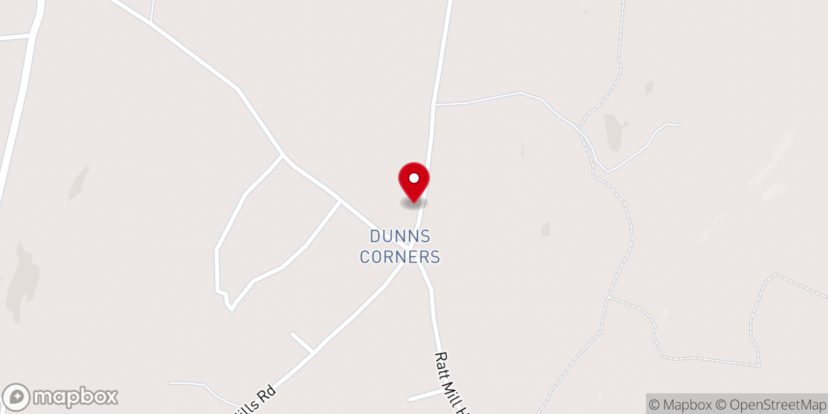 Map showing location of Dunn's Corner Baptist Church