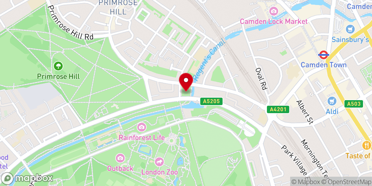 Map showing location of St Mark's Church, Regent’s Park