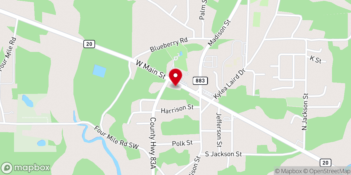 Map showing location of Bubba Jacks