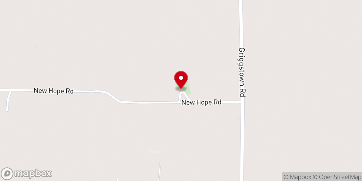 Map showing location of New Hope Primitive Baptist Church