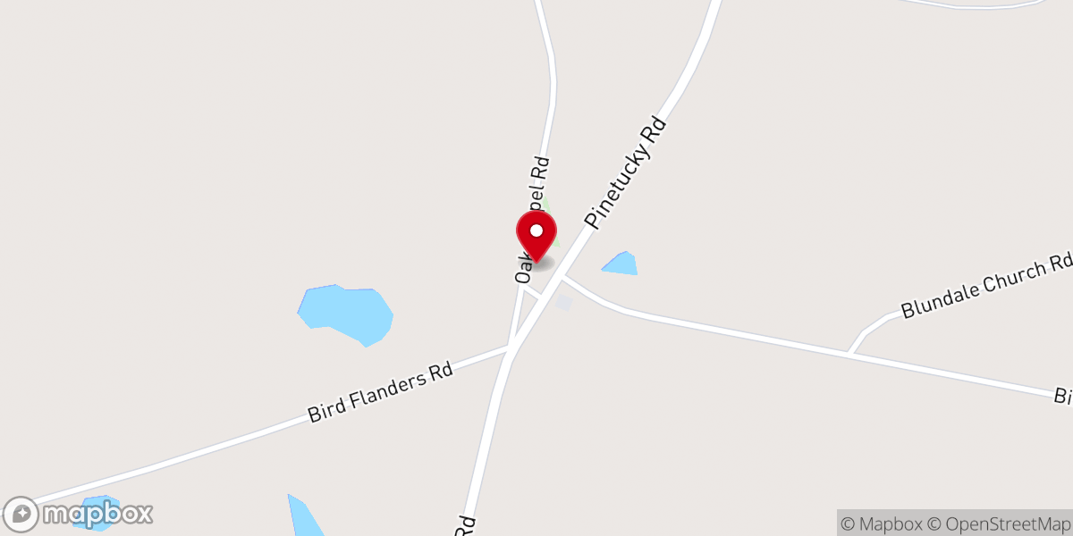Map showing location of oak chapel baptist church
