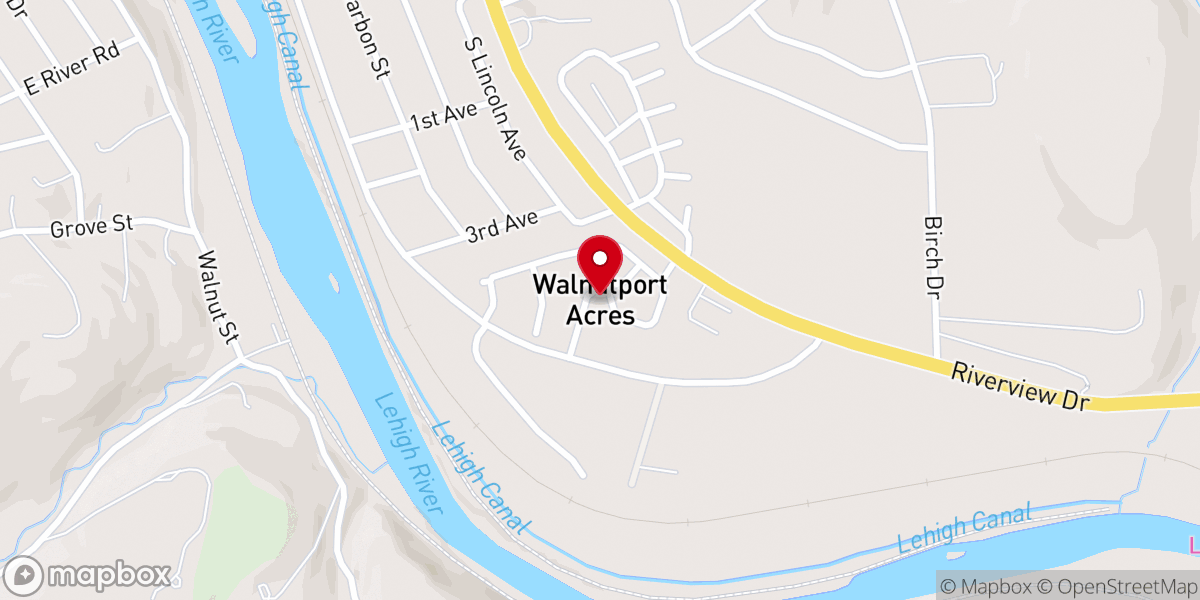 Map showing location of Walnutport Acres