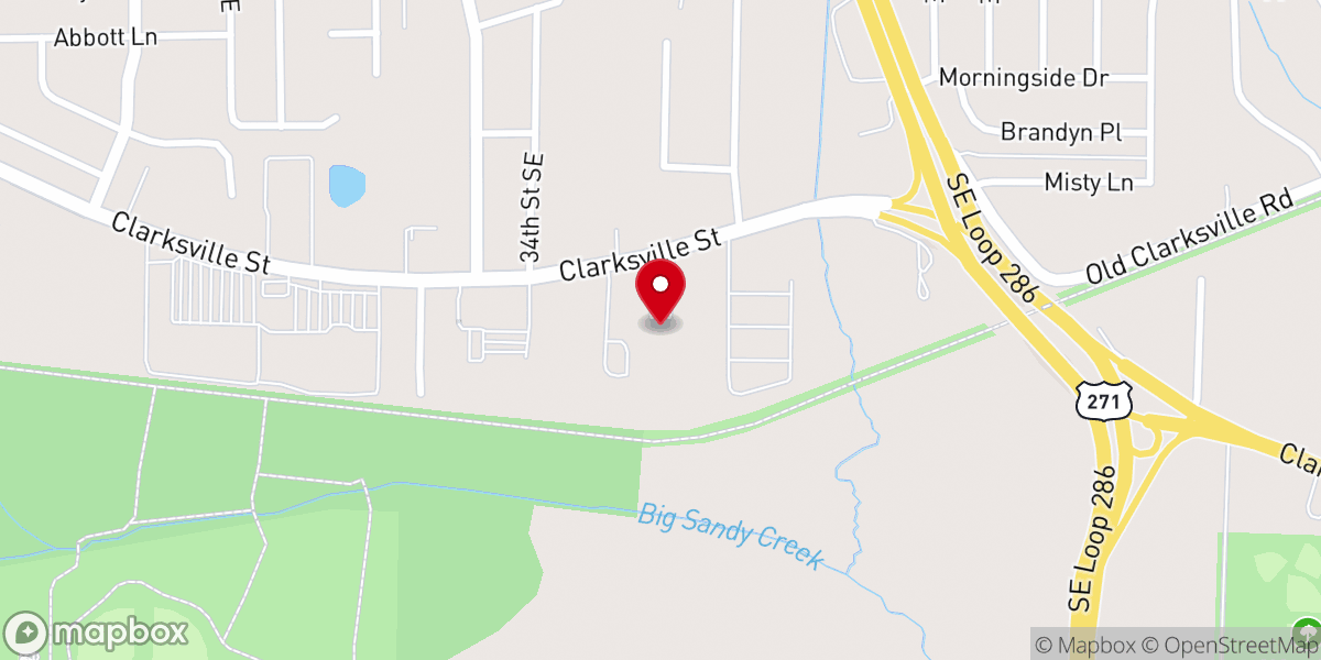Map showing location of Springlake Baptist Church