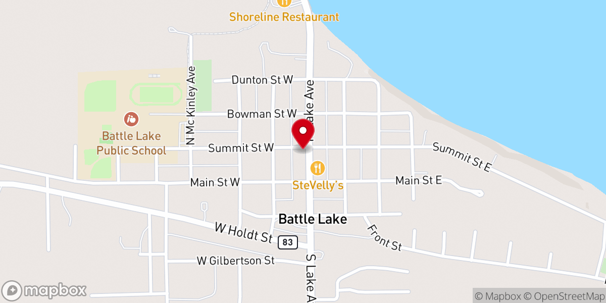Map showing location of First Baptist Church
