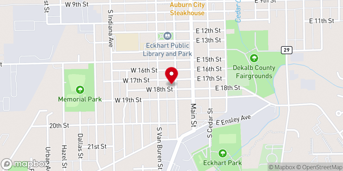 Map showing location of Auburn Church of Christ
