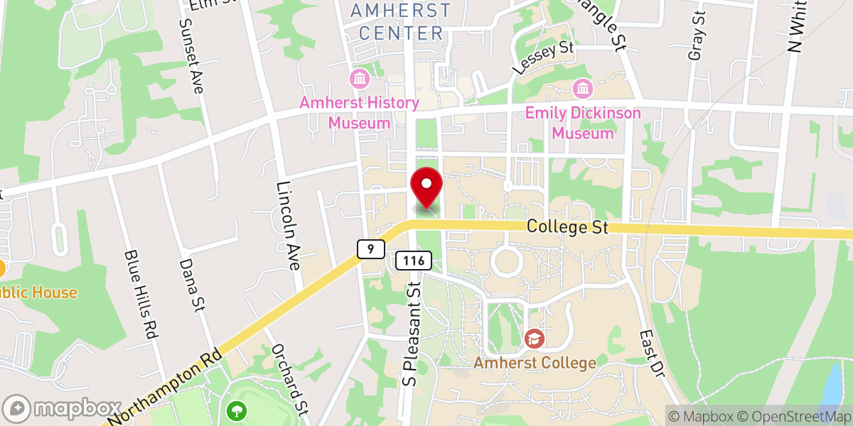 Map showing location of Amherst Town Common