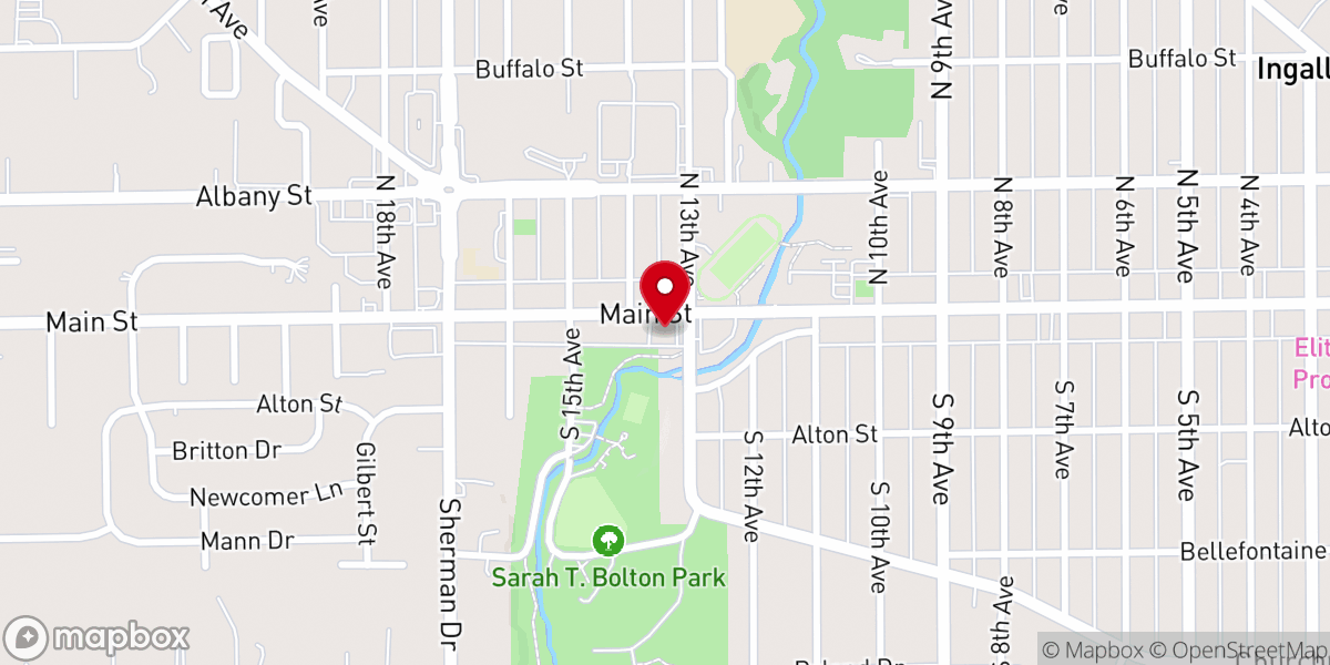 Map showing location of Park Grove Baptist Church