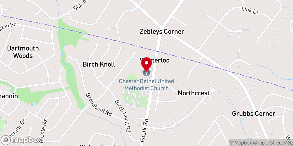 Map showing location of Chester Bethel United Methodist Church