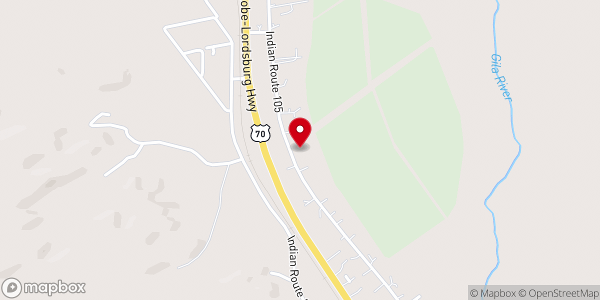 Map showing location of Bylas Miracle Church