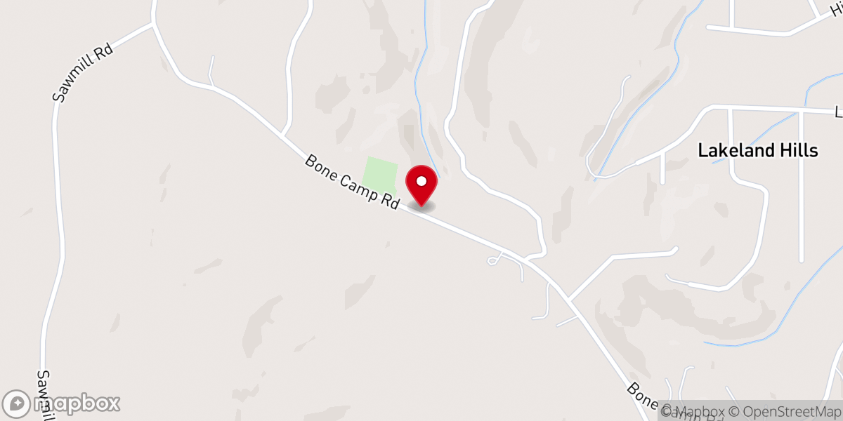 Map showing location of Bone Camp Church
