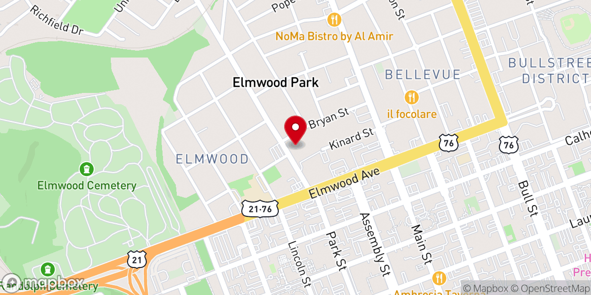 Map showing location of Park Street Baptist Church