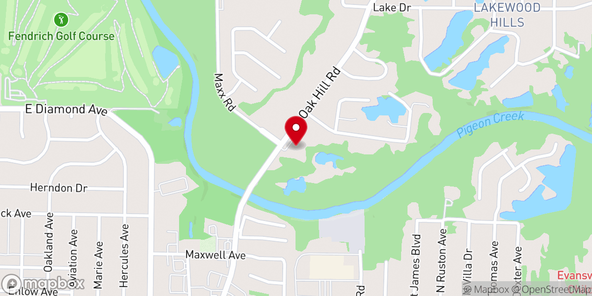 Map showing location of Creekside Baptist Church