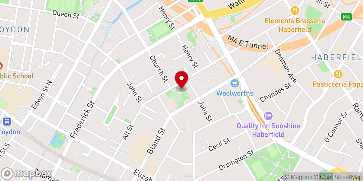 Map showing location of St John's Anglican Church Ashfield