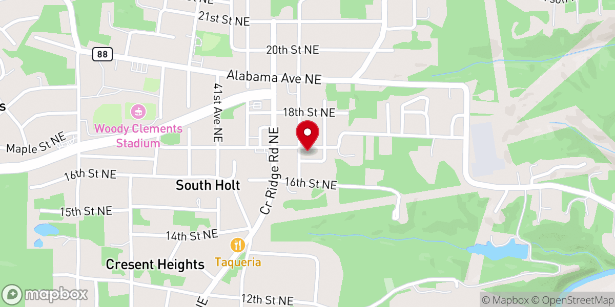 Map showing location of Church of the Nazarene