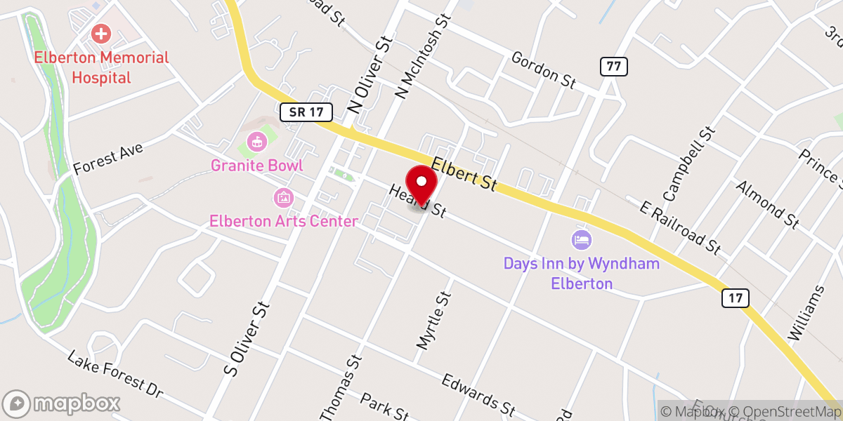 Map showing location of First Baptist Church