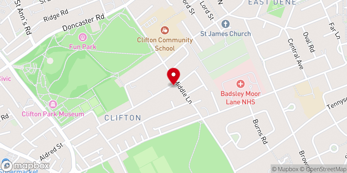 Map showing location of Clifton Methodist Church