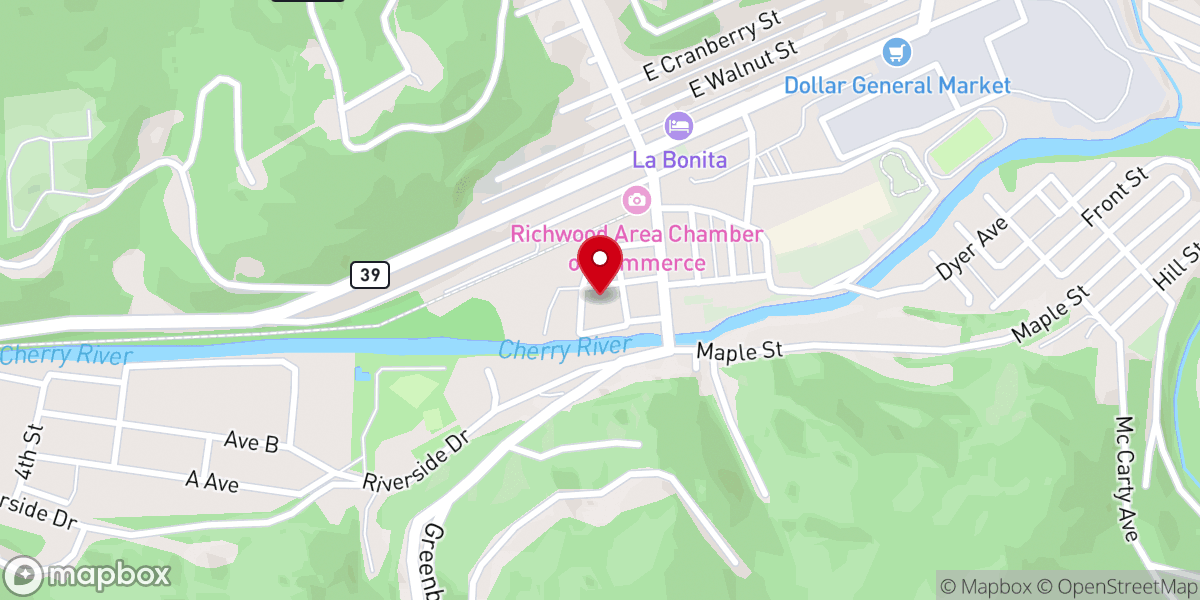 Map showing location of Richwood Christian Church