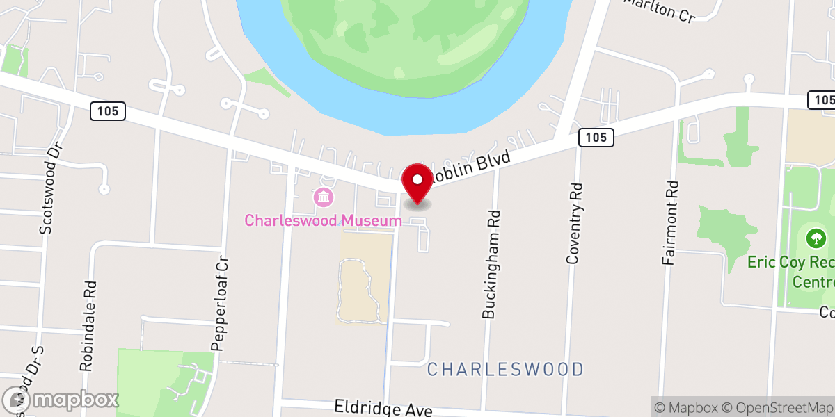 Map showing location of Charleswood United Church