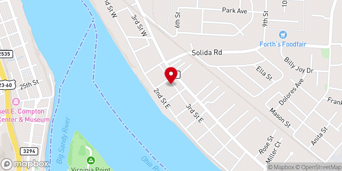Map showing location of South Point United Methodist