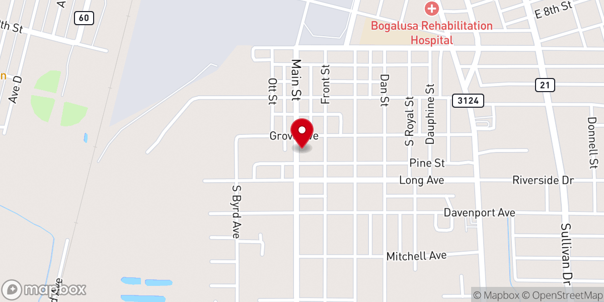Map showing location of Main Street Baptist Church