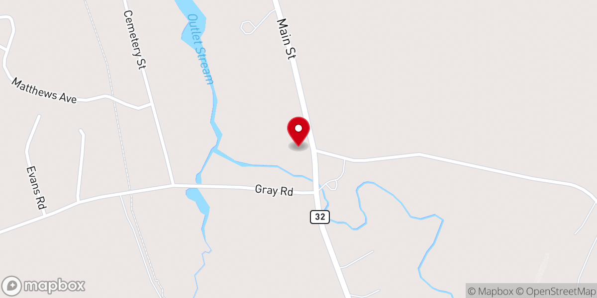 Map showing location of Vassalboro United Methodist Church