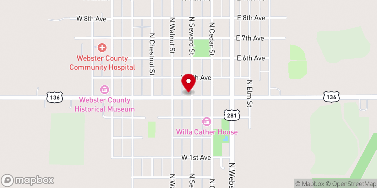 Map showing location of Sacred Heart of Jesus Catholic Church, Red Cloud