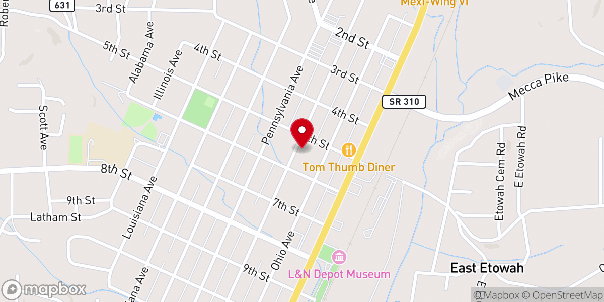 Map showing location of Grace Baptist Church