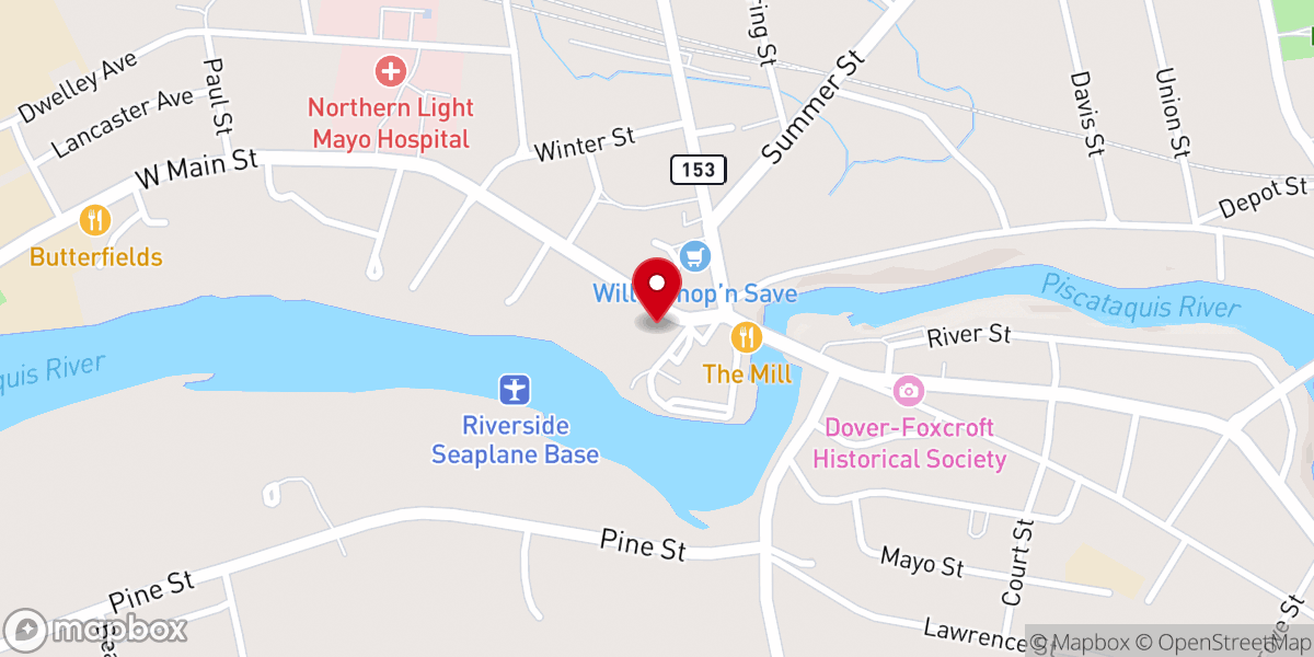 Map showing location of Dover Foxcroft Congregational Church