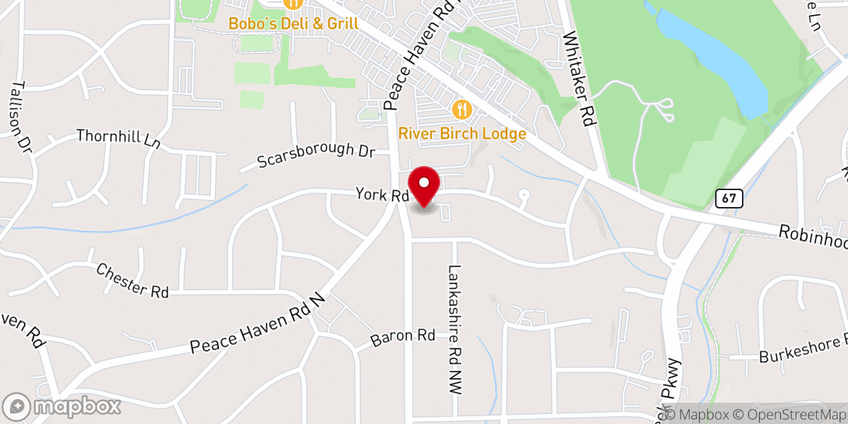 Map showing location of Peace Haven Baptist Church