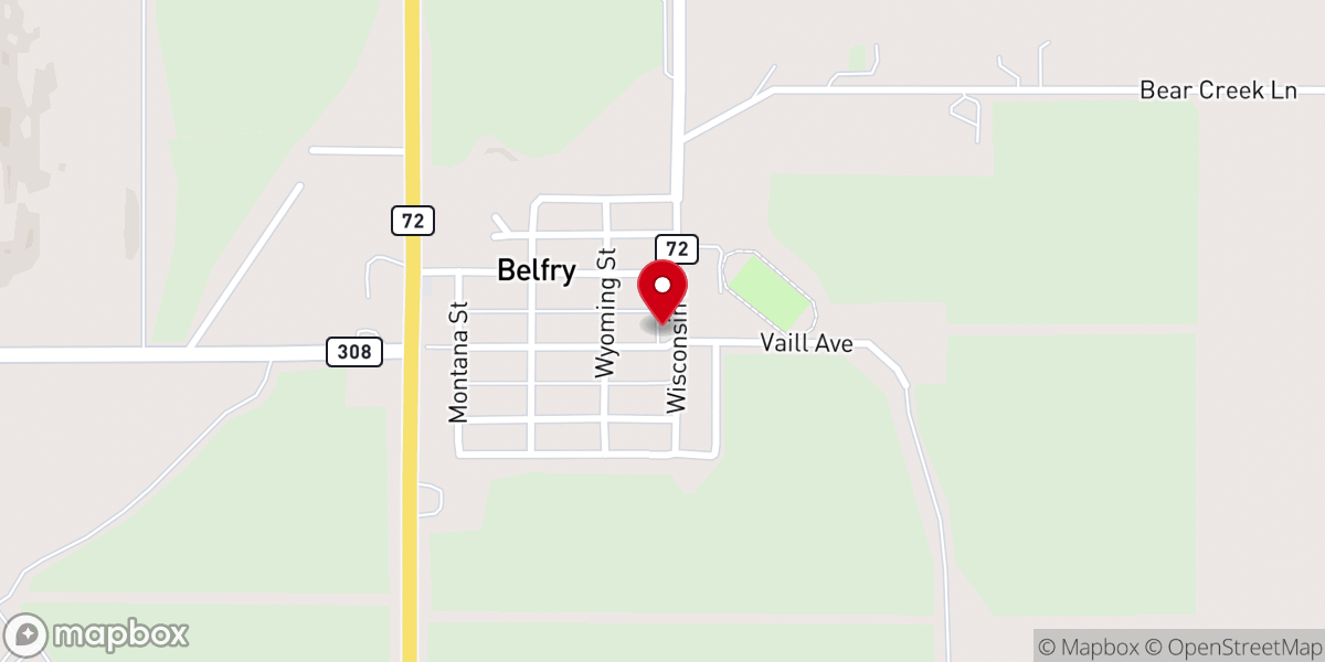 Map showing location of St. John Lutheran Church