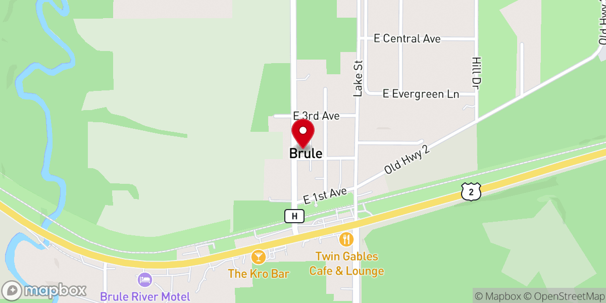 Map showing location of Brule Presbyterian Church