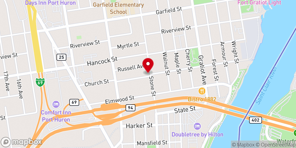 Map showing location of Westminster Church of Port Huron
