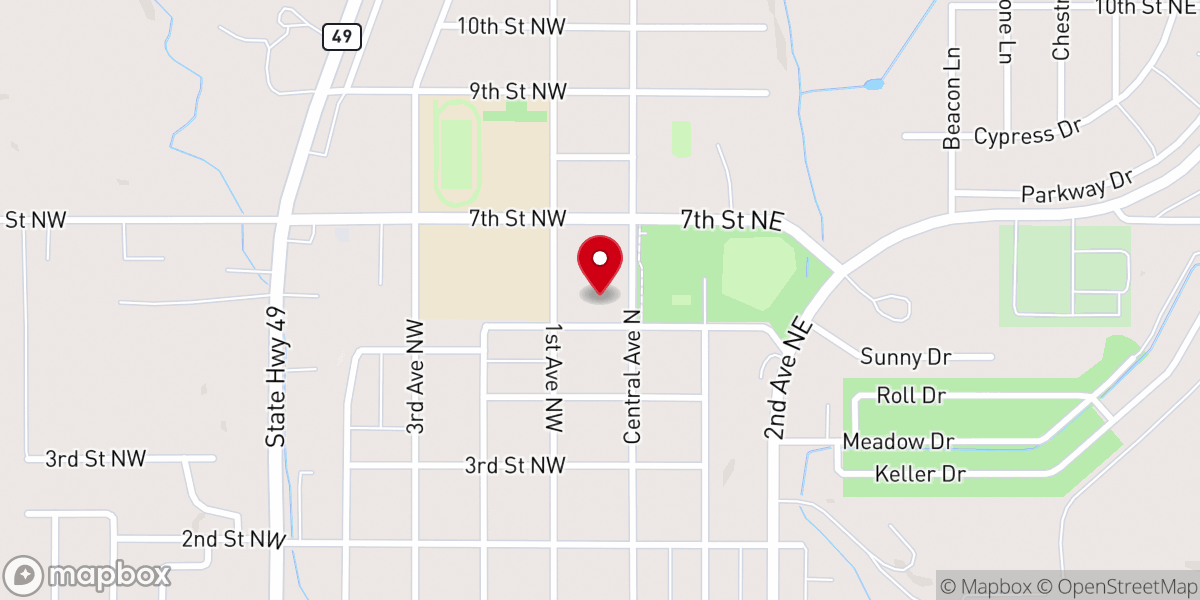 Map showing location of Zion Lutheran Church