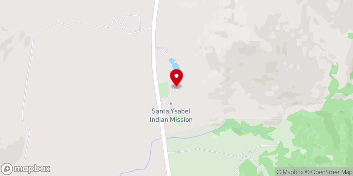 Map showing location of St. John the Baptist Catholic Church at Santa Ysabel Indian Mission