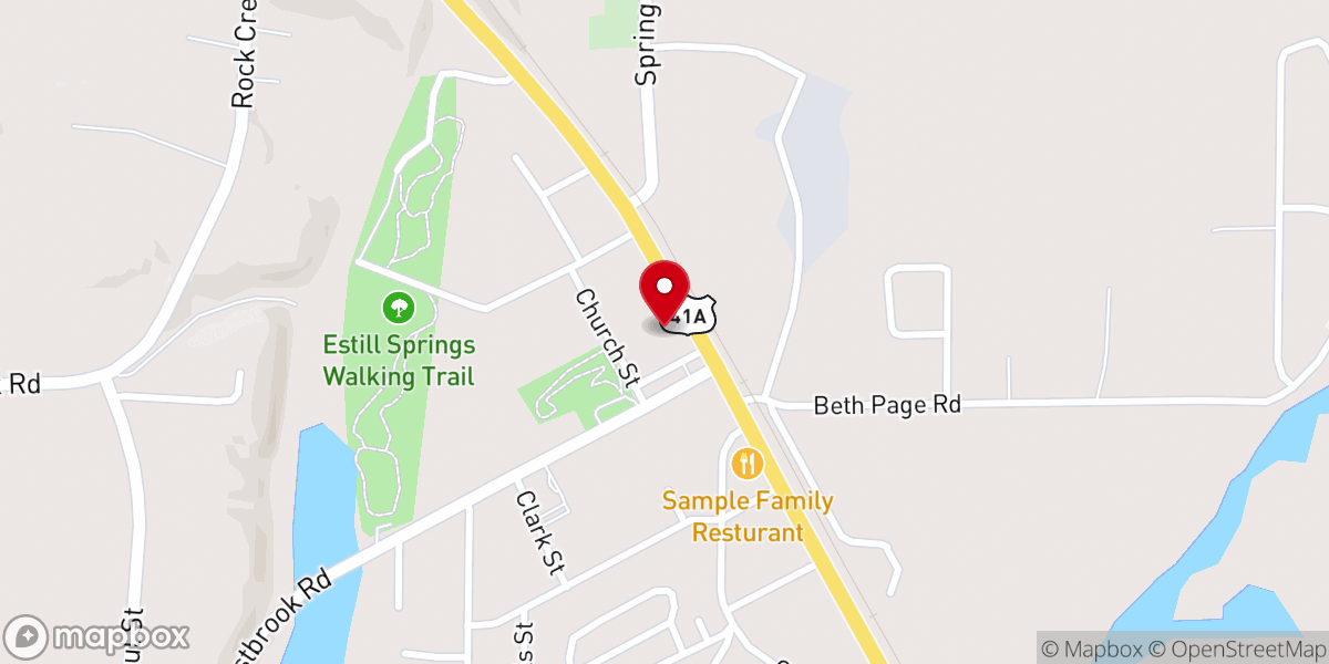 Map showing location of Estill Springs Church of God