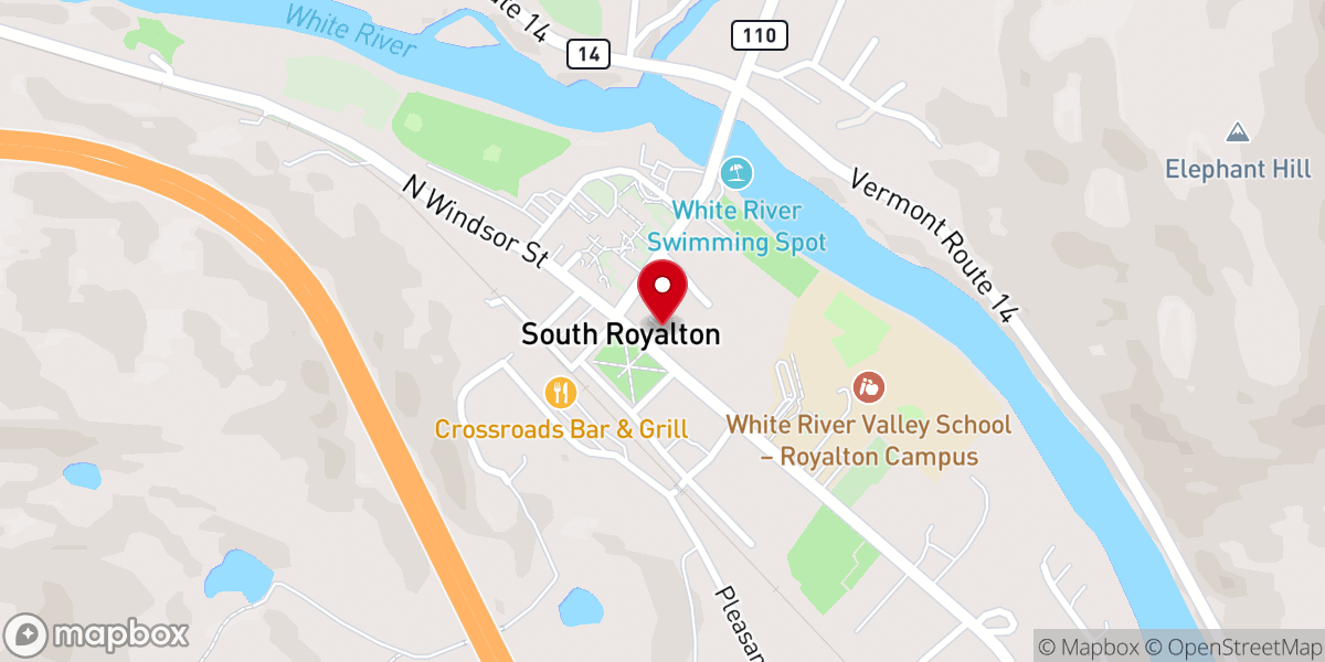 Map showing location of Red Door Church of South Royalton