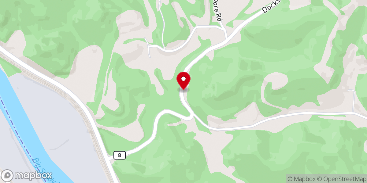 Map showing location of Docks Creek Baptist Church