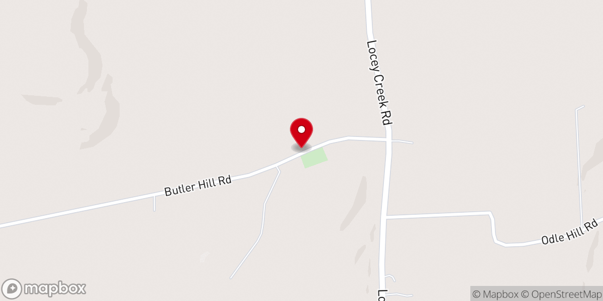 Map showing location of Butler Hill Church