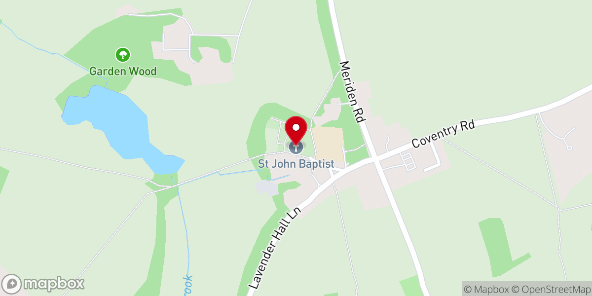 Map showing location of St John Baptist Anglican Church Berkswell
