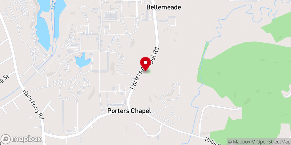 Map showing location of Porter's Chapel Methodist Church