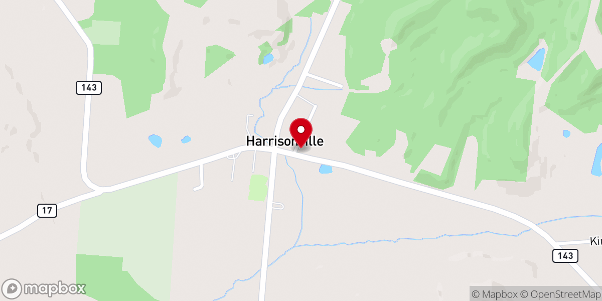 Map showing location of Harrisonville Presbyterian Church